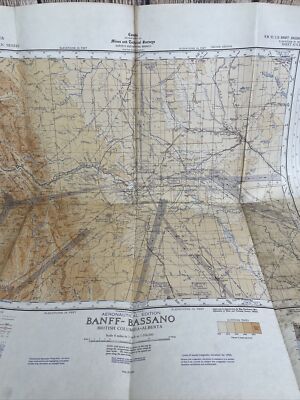 1957 CANADA Aeronautical Chart Aerial Map 2nd Ed. BANFF BASSANO Alberta B.C.
