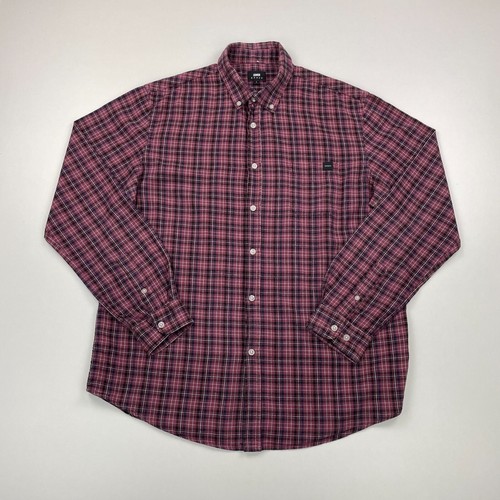 Edwin STANDARD Shirt Men’s Large Red Check Long Sleeve Button Down Flannel - Picture 2 of 14
