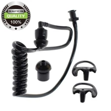 Pair Black Accoustic Ear Tube+ Black Medium Earmold For Police Radio Earpiece