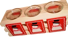 votive holder snowman wooden 3 section
