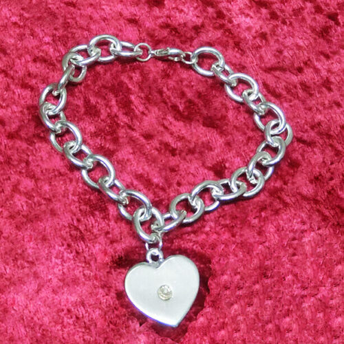 Fashion Avenue genuine Silver Plated Heart with Diamente crystal Charm Bracelet  - Picture 1 of 2
