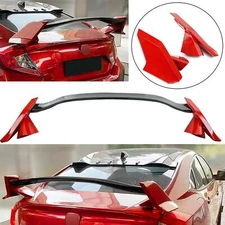 2 Tone Red & Black ABS Spoiler Wing For 2016-2021 Honda Civic Sedan Type R Style