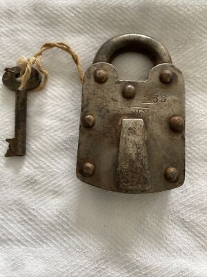 Antique Vintage Lock Padlock With Key #33