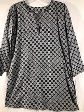Tunic Top Small Women Unisex Dashiki Black  White
