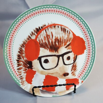 Ciroa Celebrate Hedgehog 7.5'' Appetizer Salad Dessert Plate Winter Holiday