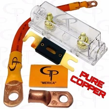 400 AMP ANL Fuse Holder INLINE Block BATTERY INSTALL KIT 2/0 AWG GAUGE COPPER O