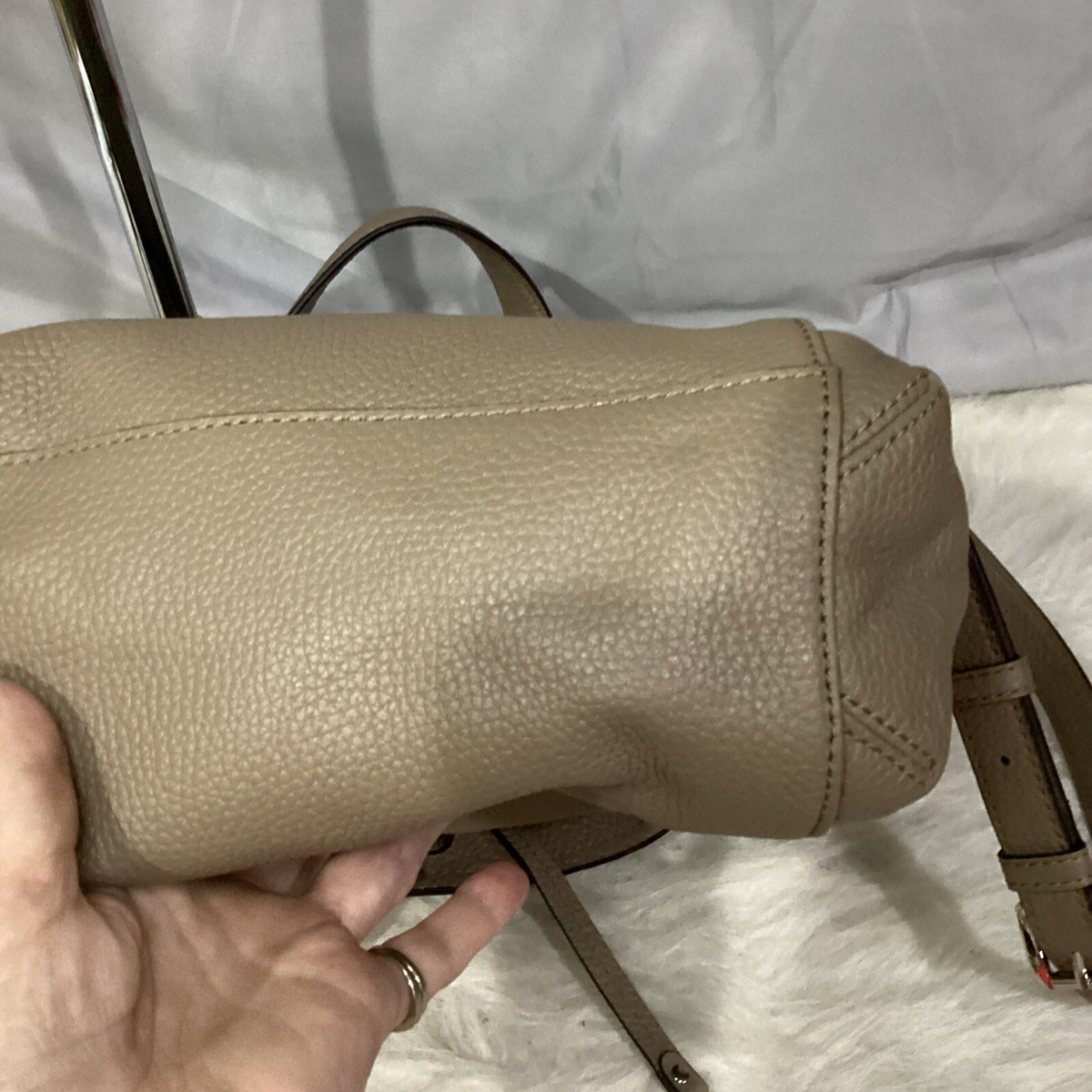 Michael Michael Kors Riley LG Leather Backpack Taupe Color 