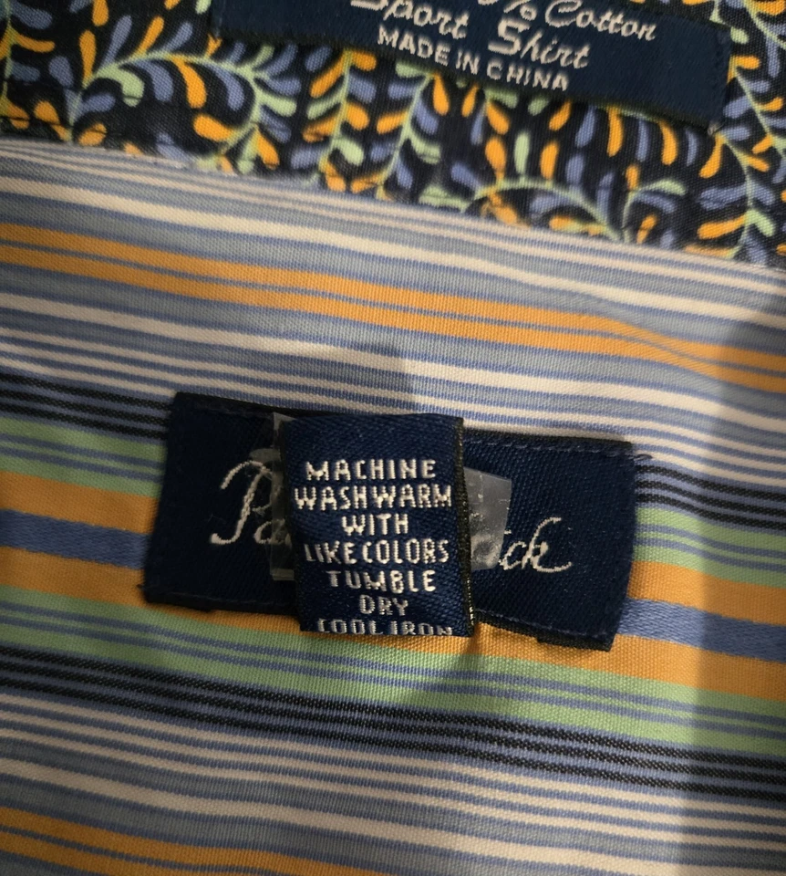 Paul Frederick Finest 100% Cotton Sport Shirt, Blue, Stripes, Size XXL, Collared - Image 4 of 4