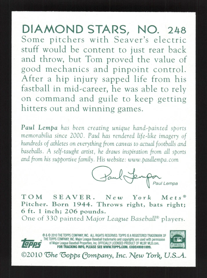 2010 Topps National Chicle #248 Tom Seaver - New York Mets - Image 2 of 2