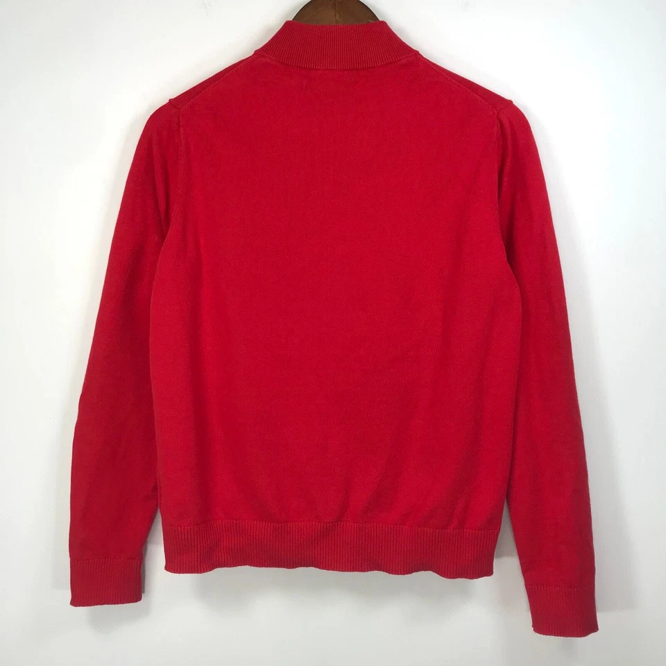 Suéter Vineyard Vines Niña Grande 16 Rojo 1/4 Cremallera Logo Clásico Algodón Ballena Preppy Foto 3 de 4