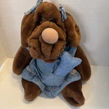 VINTAGE 1981 Wrinkles Dog Hand Puppet Plush Toy Ganz Orig. Outfit, Tag,  Bone.