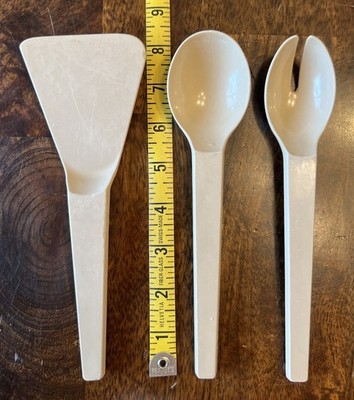 Anchor Hocking VTG Microware 3pc Set Slotted Spoon & Spoon & Spatula USA PICS