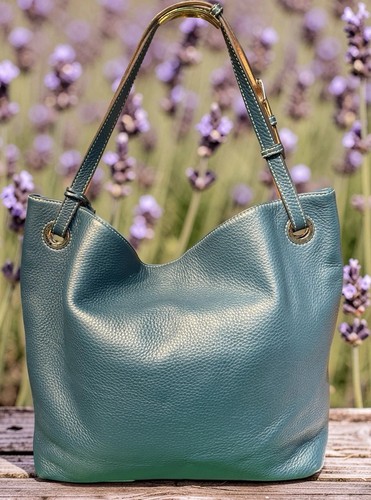 Dooney Bourke Dillen Teal Blue Pebble Leather Large Hobo Sac Tote Shoulder Bag - Picture 2 of 19