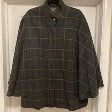 Branigan Weavers 100 Wool Irish Green Plaid Cape Jacket Womens Made Ireland OS
