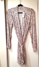 Jenni By Jennifer Moore Lettuce-Edge Printed Short Wrap Robe Size X-Small