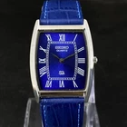 Vintage Seiko Slim Barrel Quartz Men's Blue Face Dress Watch-Free DDP Shipping