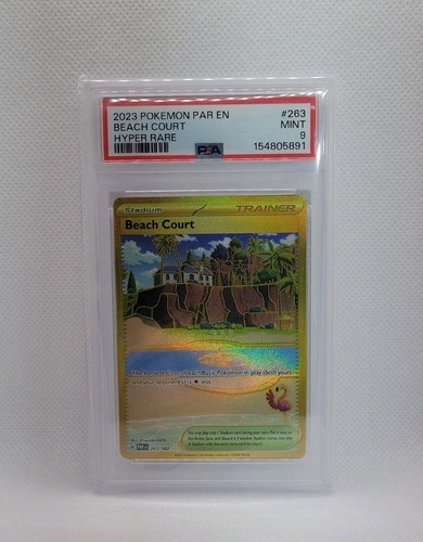2023 Pokemon PAR EN #263 Beach Court Hyper Rare PSA 9