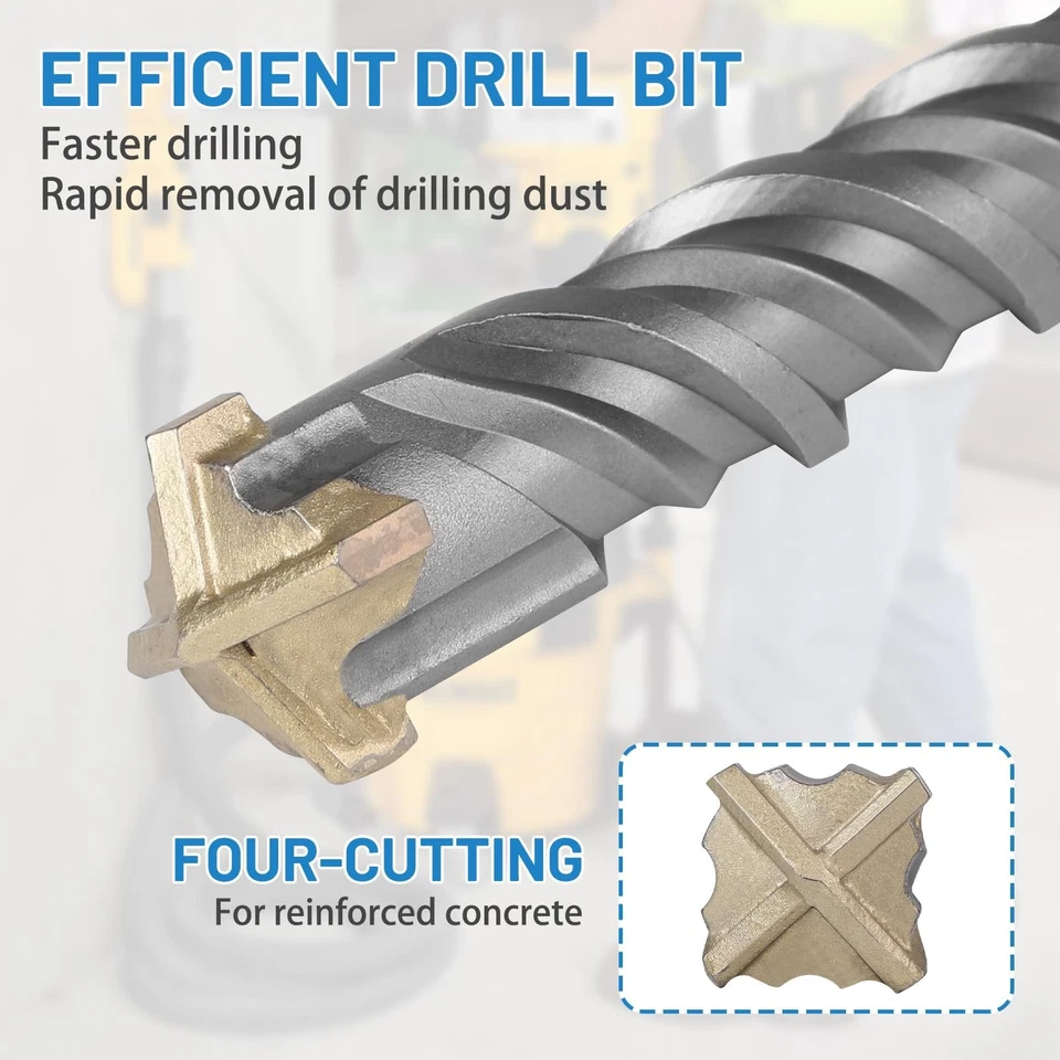 40x600mm SDS Plus Bohrer Steinbohrer Stahlbeton Lang Profi Holzspalter Bohrer... - Bild 4 von 4