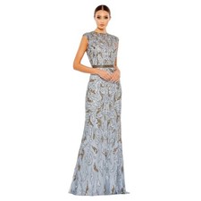 Mac Duggal 5532 Embellished High Neck Cap Sleeve Gown Size 10 $698
