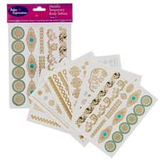 Metallic Temporary Tattoos - Six Sheets of Gold and Silver Bohemian Henna