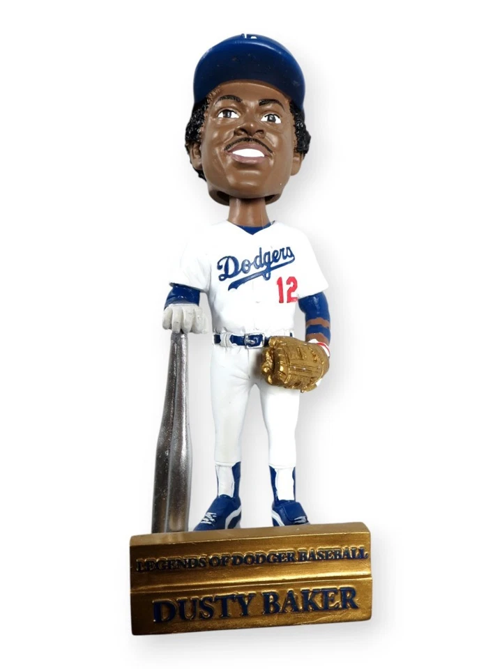 Bobblehead firmado por Dusty Baker Leyendas de los Dodgers Side Tristar