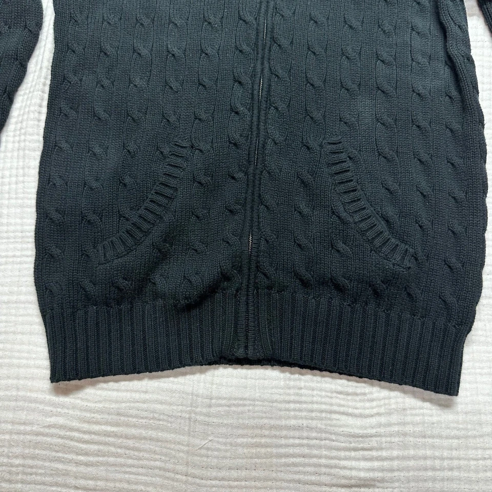 Moletom com capuz feminino vintage Ralph Lauren Sport preto malha cabo grande zíper rosa pônei preppy - Imagem 4 de 4