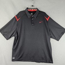 Nike Performance Polo Shirt Mens XL Black Red Golf Athletic Top 387404-011