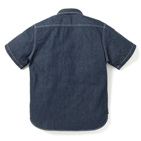 STUDIO D'ARTISAN 5333B-S Denim Short Sleeve Work Shirt Back