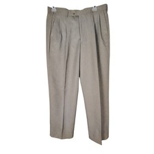 Perry Ellis Portfolio Mens Pleated Dress Pants Heather Taupe 37x30