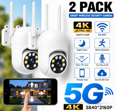 2 Pack Wireless 5G WiFi Security Camera System Smart Outdoor Night Vision 1080P