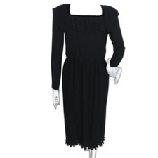 JEAN-LOUIS SCHERRER/JLS Boutique Dress, 38/S, Black, Pleat skirt, Ruffle neck