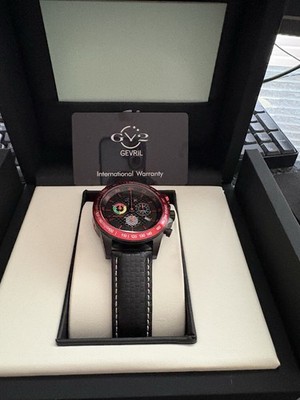Elegant New Men s Gevril GV2 Red Scuderia Multi-Function Chrono Watch (9922)