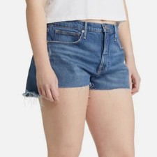 Good American Good '90s Cutoff Denim Shorts GNIS602T Blue645 size 15