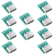 10 Pcs USB Type C Connector Board DIY 3.1 Serial Basic Breakout Female Connec...