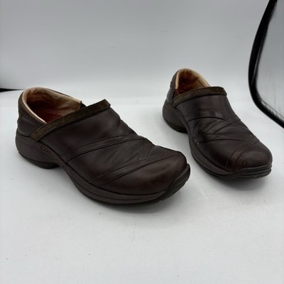 Merrell Shoes Womens Size 7.5 Jovilee Lattice Slip On Leather Clog Brown