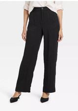 Women's High-Rise Straight Trousers - A New Day Black 4