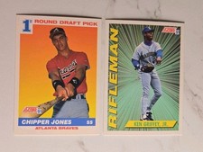 Ken Griffey Jr Chipper Jones 1991 Score 671 697 VTG MLB Baseball Cards