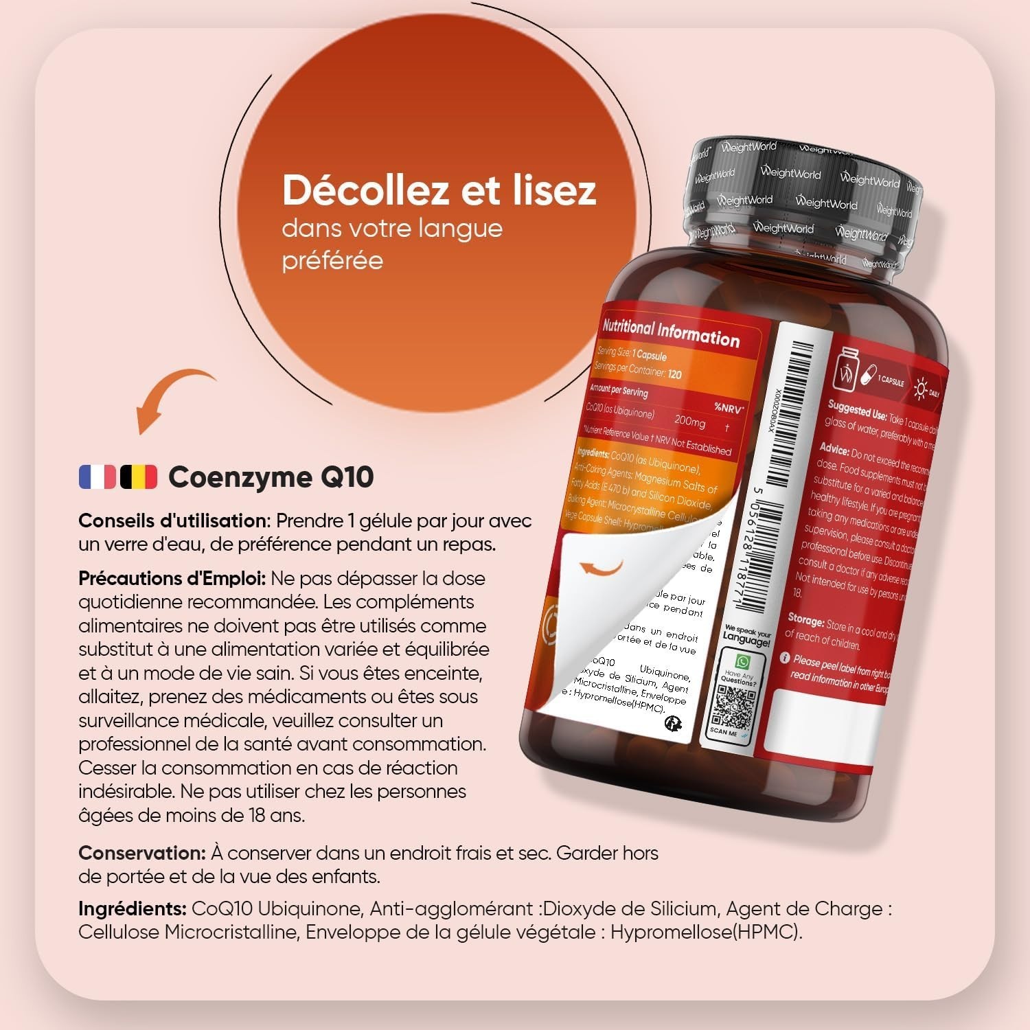 Coenzyme Q10 200mg fatigue et baisse d'énergie solution cure vegan 120 gélules