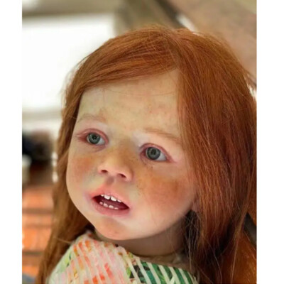 29'' Finished Reborn Baby Doll Girl Toddler Brown Hair 3D Skin Painted Handmade