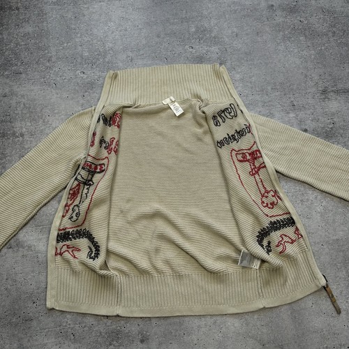 Diesel Vintage Y2K Avant Garde Full Zip Sweatshirt Long Sleeve Beige Women’s L - Picture 16 of 19