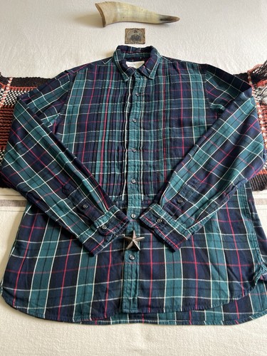 Denim Supply Shirt XL Blue Green Red Madras Check Cotton Pleated Front RRL-ish - Picture 7 of 16
