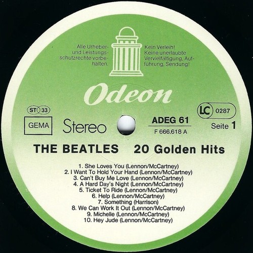 THE BEATLES 20 Golden Hits Vinyl Record Album LP German Odeon 1979 & Rock Music - Picture 2 of 4