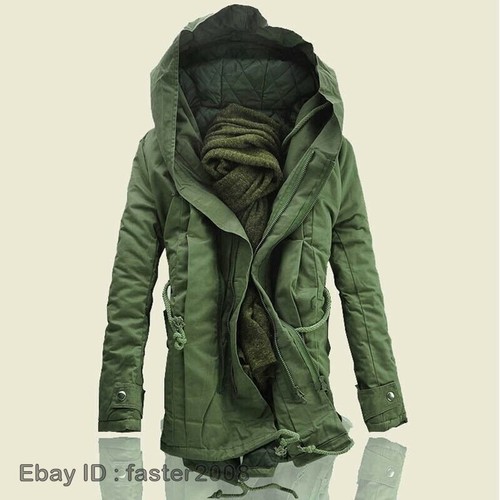 Para Hombres Militar Midi Largo Gabardina Chaqueta de Esquí Con Capucha Invierno Grueso Algodón Parka - Imagen 7 de 14