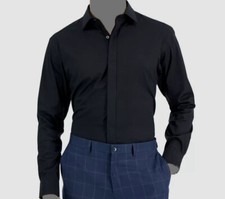 Alfani Men's Slim-Fit Long-Sleeve Dress Shirt,Deep Black,L 16-16.5 in, 34/35