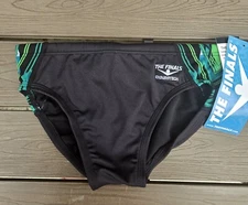 TYR The Finals Hyperblast  Splice Racer Briefs, Black/Green, Men Size 34, NEW