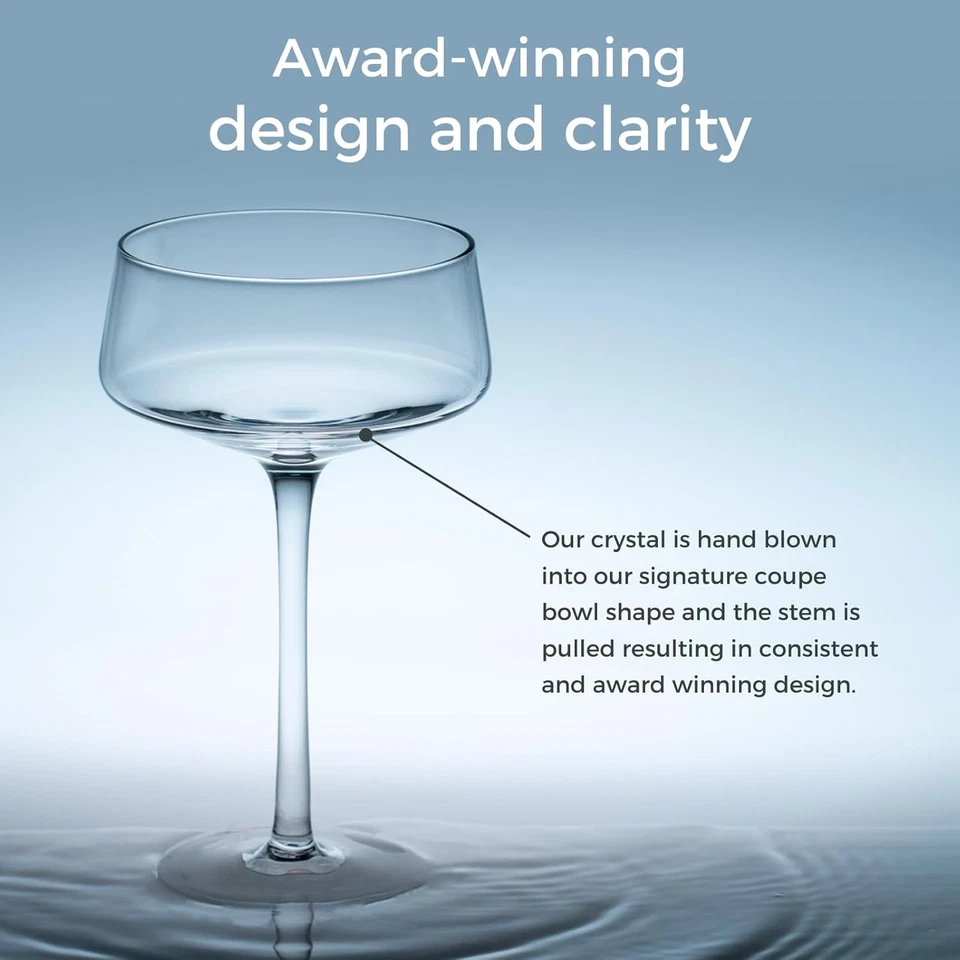 TAG Luxe Martini Vasos - Juego de 4 Cristal Soplado a Mano con Cuchara de Barra Foto 3 de 4