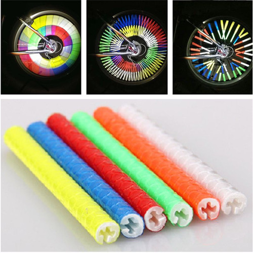 12Pcs/set Bike Bicycle Wheel Spoke Reflector Reflective Mount Clip Tube Warning
