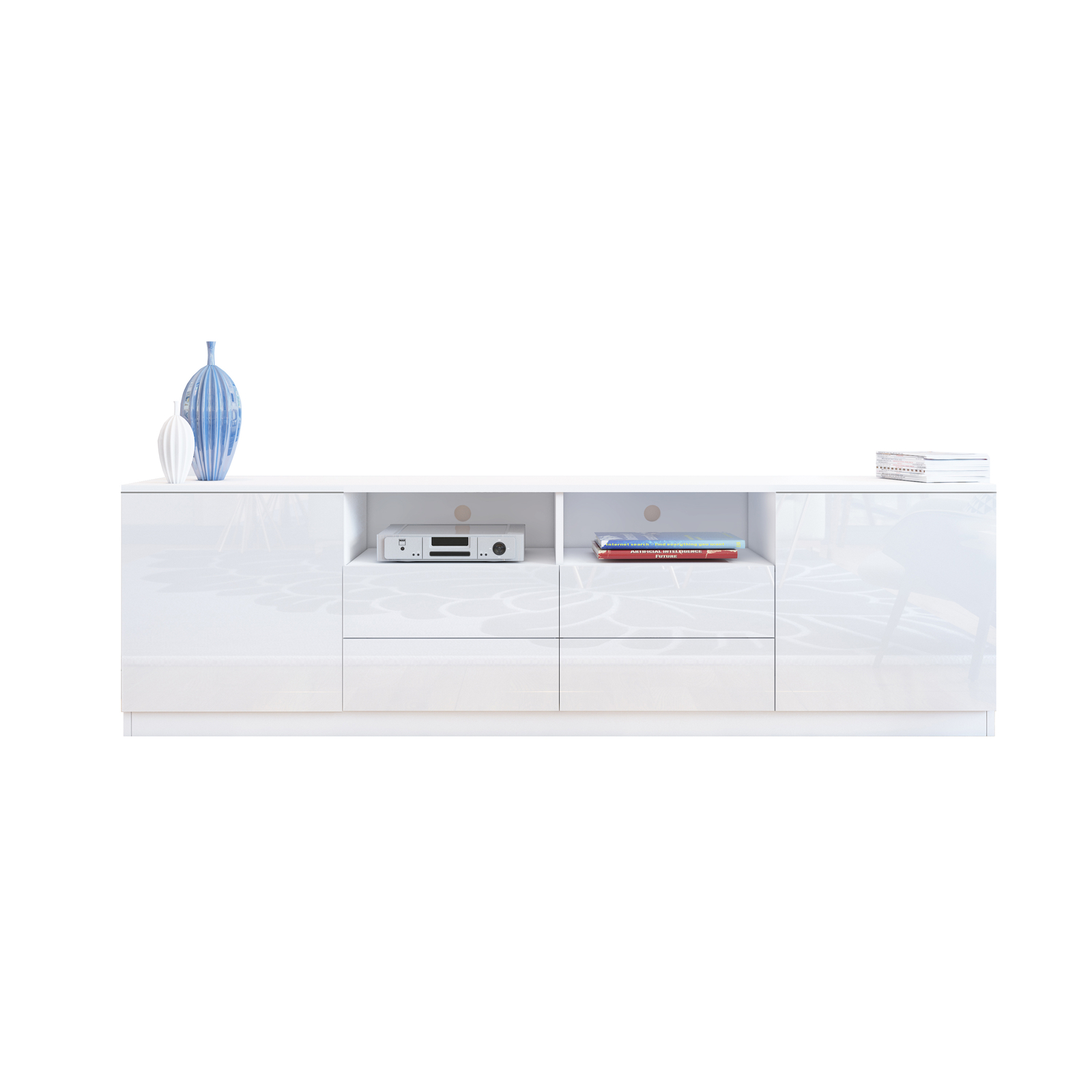 Modern High Gloss TV Unit Stand 180cm With RGB LED Lights For