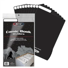 50 BCW Black Archival Plastic Comic Book Dividers with Folding Write On Tab