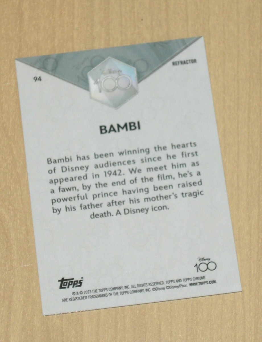 2023 Topps Chrome Disney 100 Years Refractor BAMBI #94 US Seller